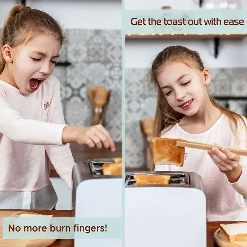 2Pcs Bamboo Tongs Wooden Food Toaster Tongs Tea Clip Natural Tweezers for Toast Pickles Tea Cooking Kitchen