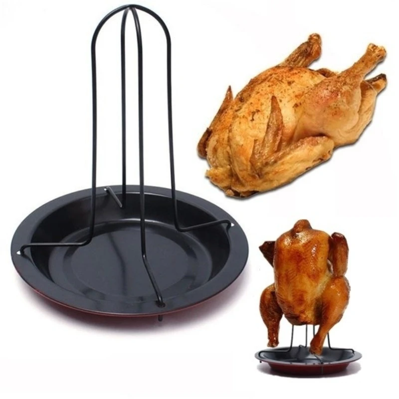 Barbecue Grilling Baking Cooking Pans Non-Stick Chicken Roaster Rack with Bowl BBQ Accessories Tools Home Barbecue Accessories