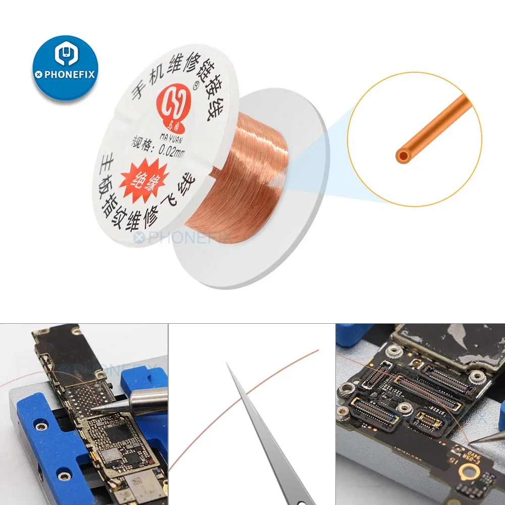 Insulated Copper Link Wire Phone PCB Logic Board Jumper Wire iPhone Motherboard Soldering Welding Repair Tool 0.01mm 0.02mm soldering wire soldering repair tool soldering tin wire soldering rods welding wires