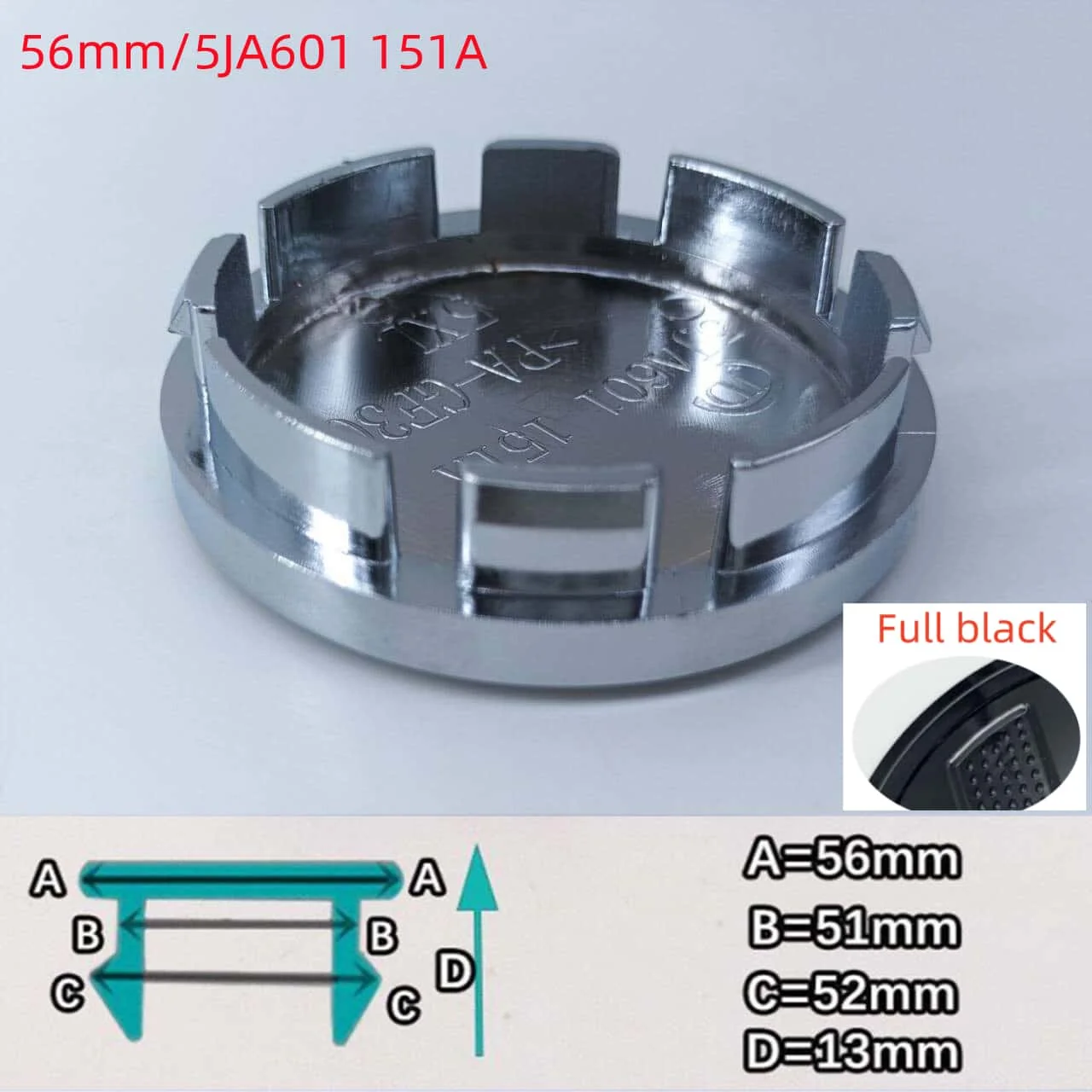 10PCS Full Black Wheel Center Caps Hub Covers - Car Styling Accessories