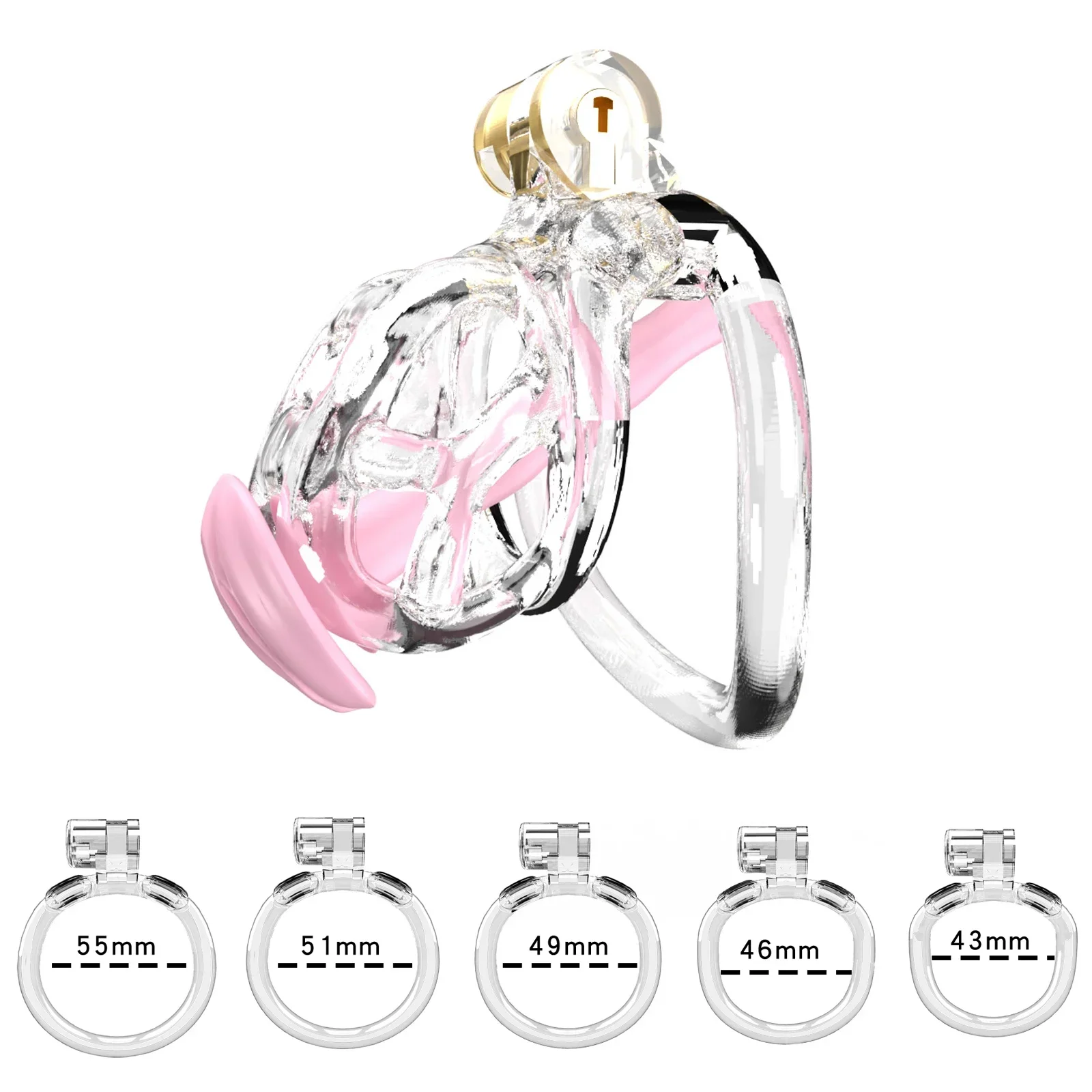 Chastity Lock Cock Cage 3D Invisible Lock with 4 Arc Ring Testicle Chastity Belt BDSM Toy Hentai Bondage Sex Toys For Men Gay 18