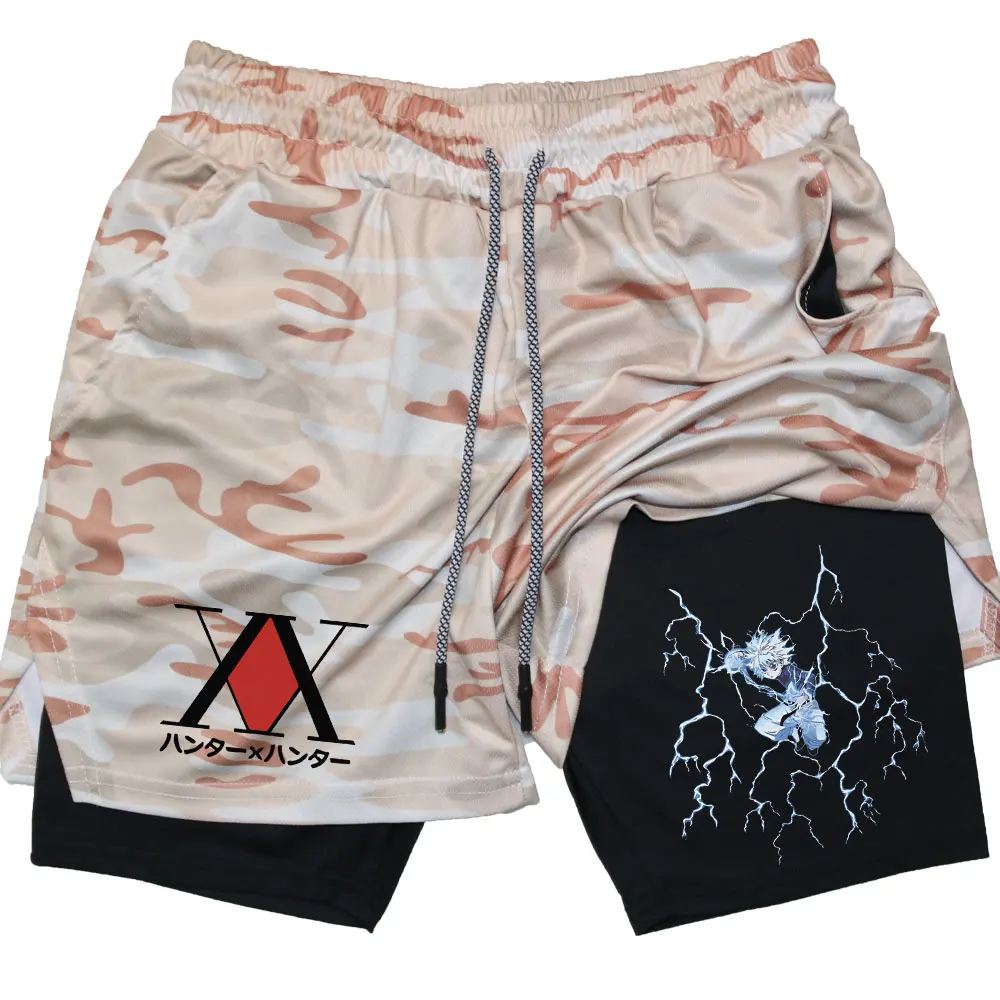 Anime Compression Shorts Breathable Running Sports Gym Workout Hunter X Hunter Performance Shorts with Pockets Summer Sportwaer 6