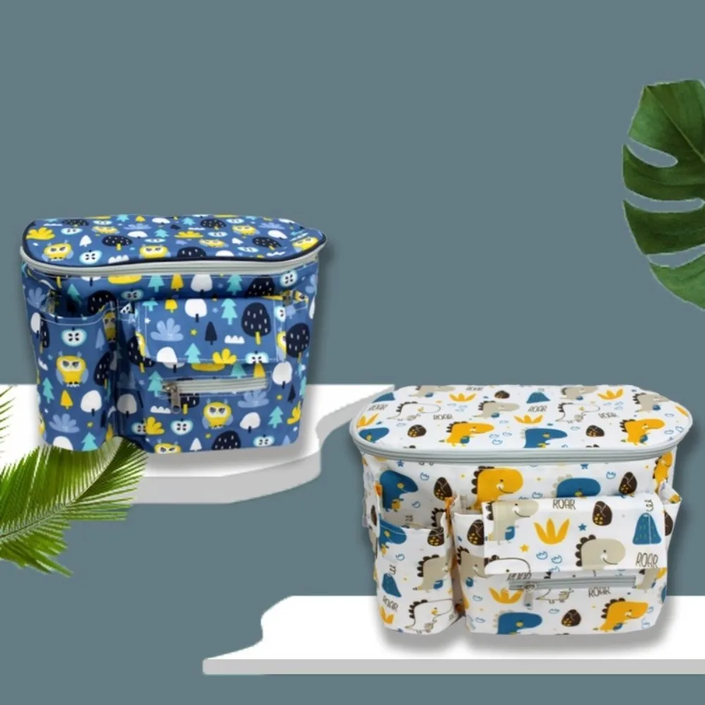 Oxford Cloth Baby Stroller Bag Printed Cartoon Multi-functional Diaper Bag Large Capacity Storage Basket Pushchair Use