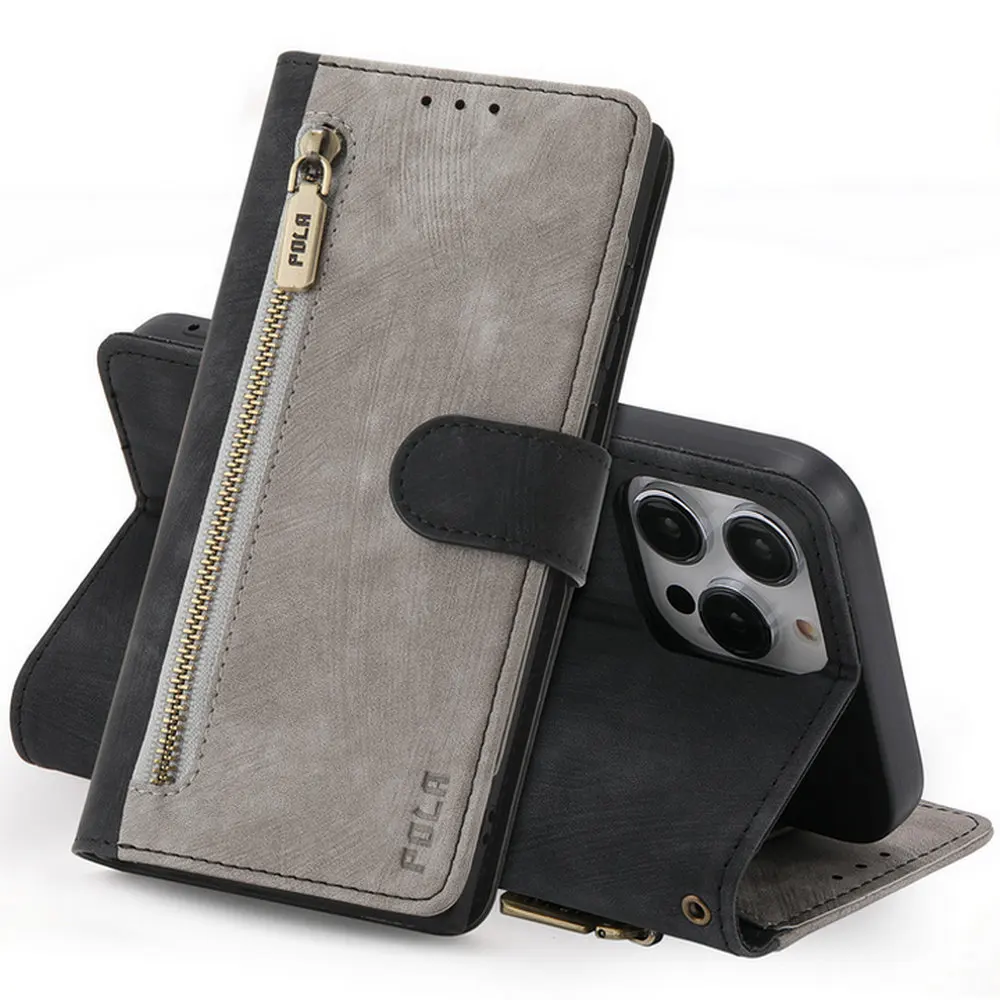 

For iPhone 14 5G Luxury Case Zipper Leather Wallet Book Funda For iPhone 14 13 12 11 Pro Max XS XR X 7 8 Plus SE 2022 Flip Cover