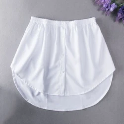 Detachable Women's Cotton Shirt Tail Blouse Extender - Irregular Hem Mini Skirt - S (White)