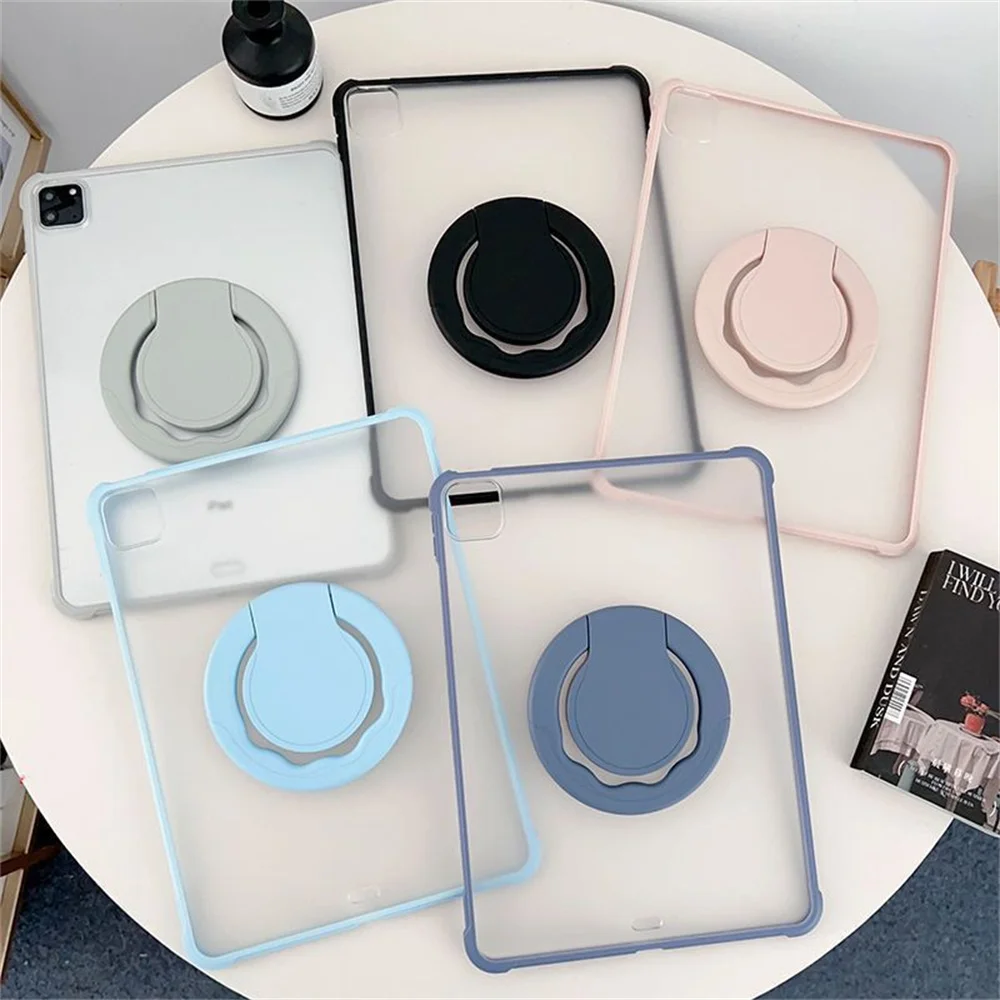 Sleek Matte PC+TPU Tablet Case with Metal Ring Stand