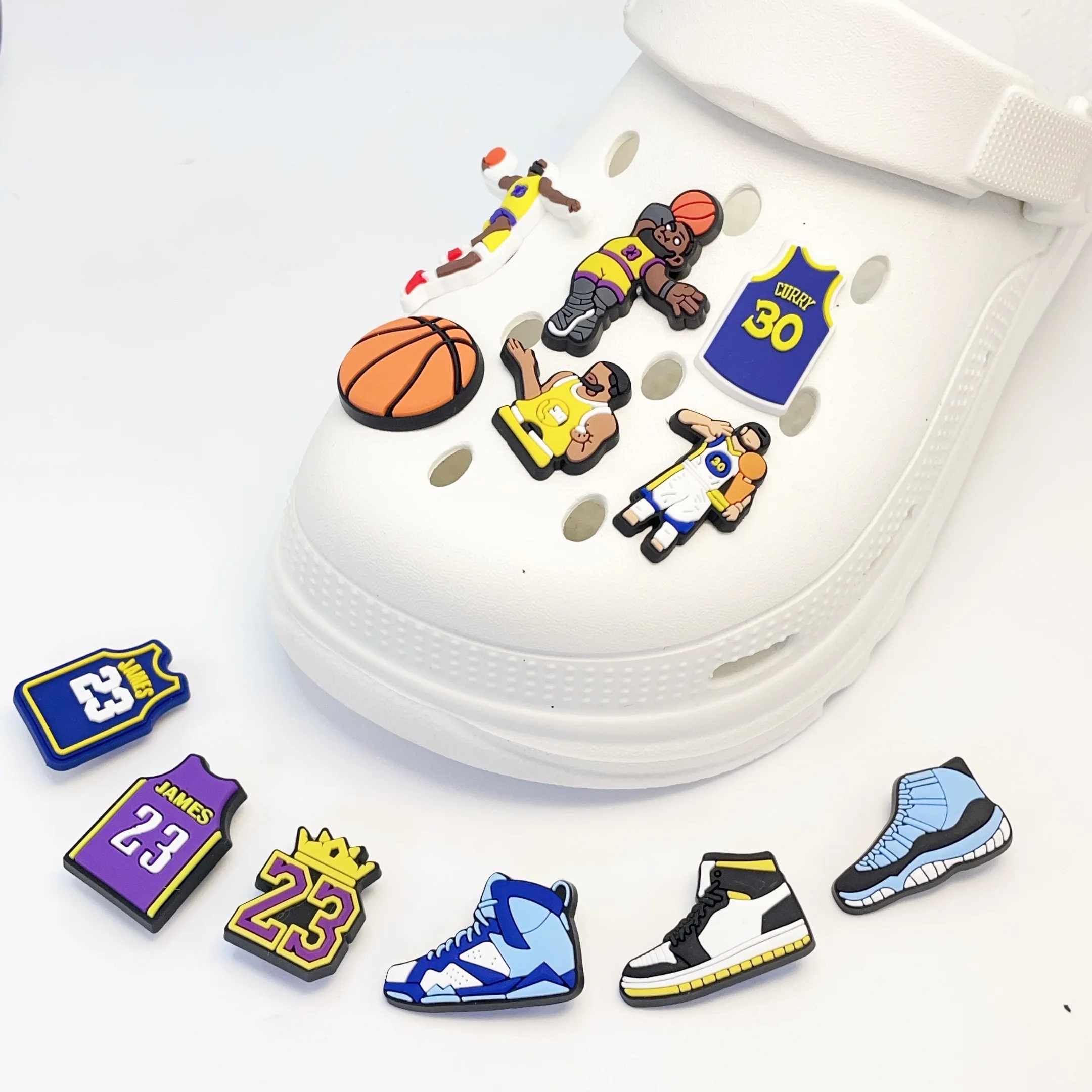 Shoe Charms Decorations 14Pcs Sports Shoe Basketball Series Charms Accessories