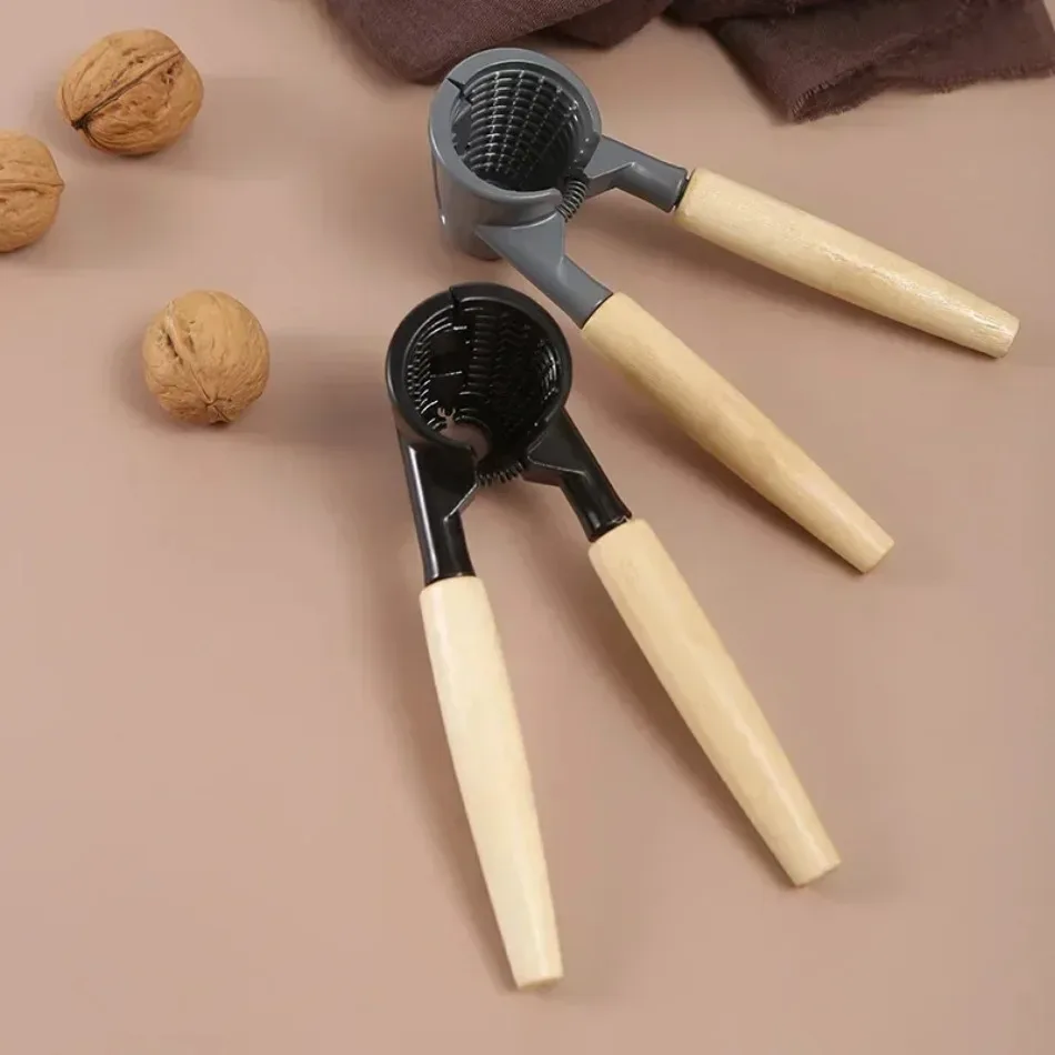 New Heavy Duty Aluminum Walnuts Nutcracker Wood Handles Manual Tool For Opening Lobster Pecan Nuts Walnut Opener Nut Crackers