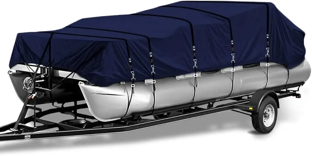 Grade Fade and Tear Resistant Trailerable Pontoon Boat Cover，Heavy-Duty Waterproof and UV-Proof Pontoon Covers