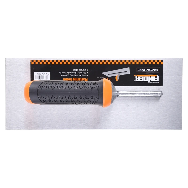 28cm/11in Carbon Steel Trowel Multipurpose Finishing Trowel Set Double Color Rubber Handle Suitable for Masonry Tile