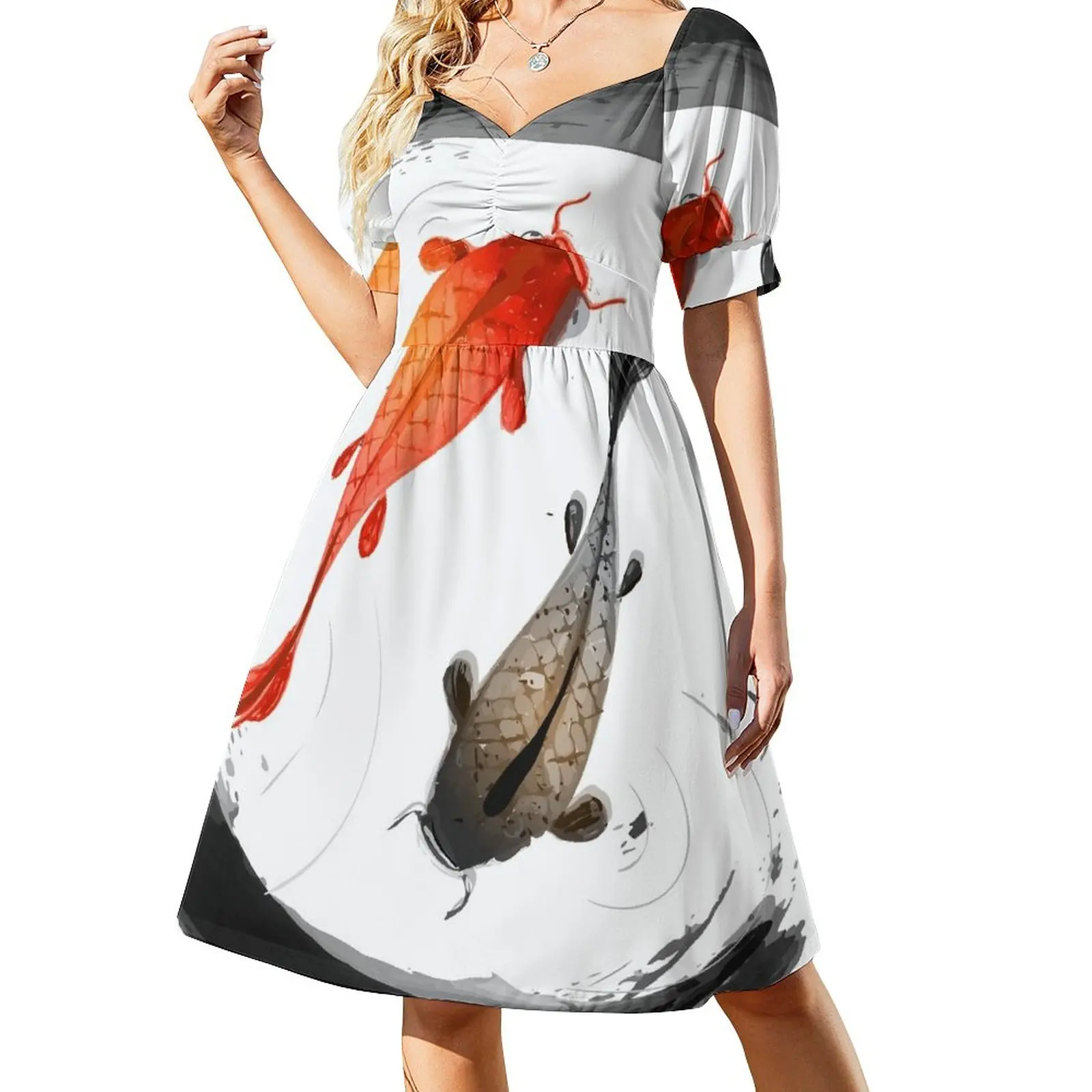 

Japanese Koi Vintage Ink Shodo Sleeveless Dress ladies dresses for special occasion Women long dress evening dresses luxury 2024