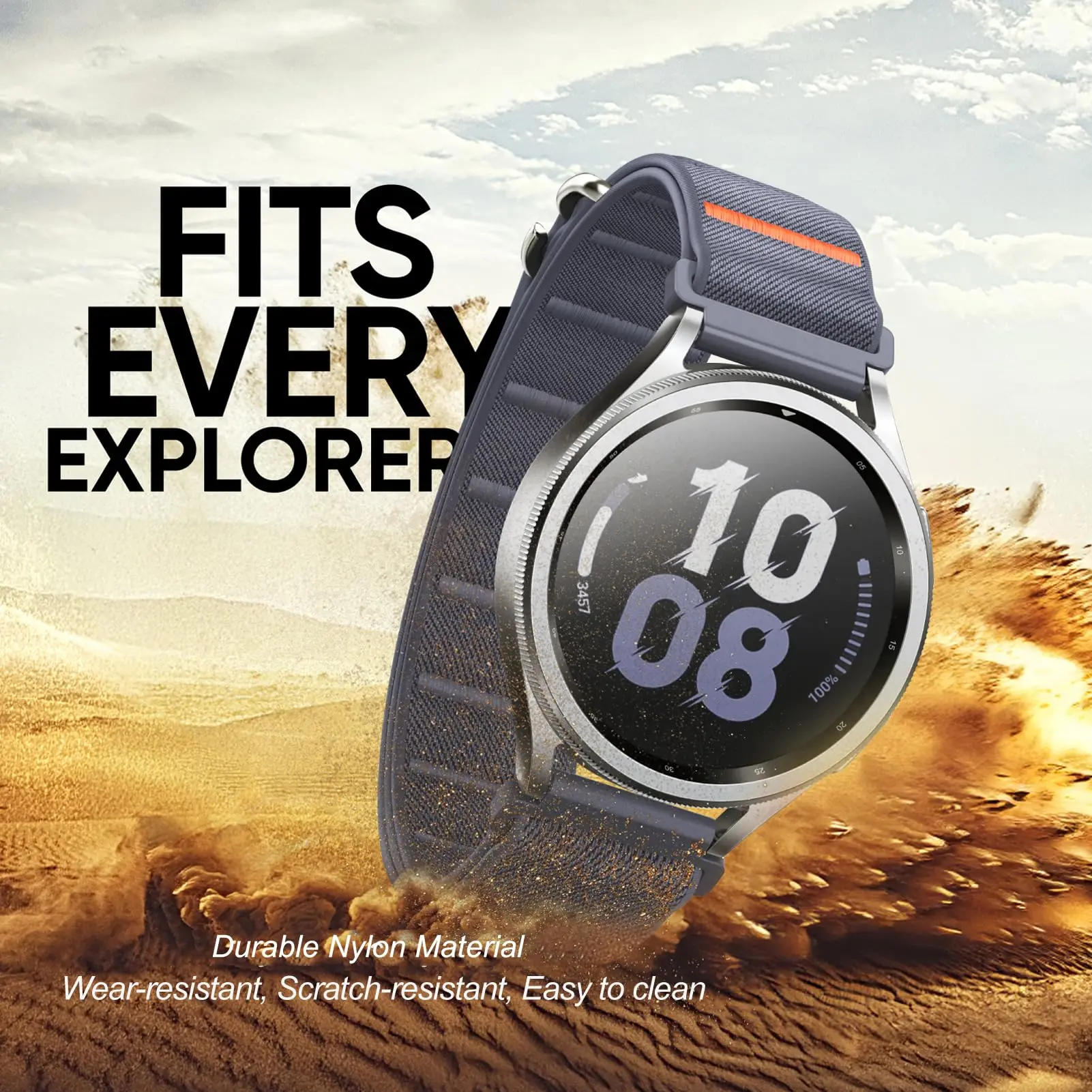 Versatile Nylon Smartwatch Strap - 20mm/22mm Adjustable Loop Bracelet