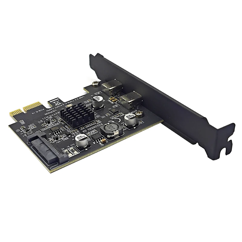 데스크탑 PC용 TYPE-C PCIE 카드, PCI 익스프레스 3.0 X1-듀얼 USB-C 확장 카드, SATA 파워 USB3.2 Gen2, 10Gbps ASM3142 칩, 2 포트