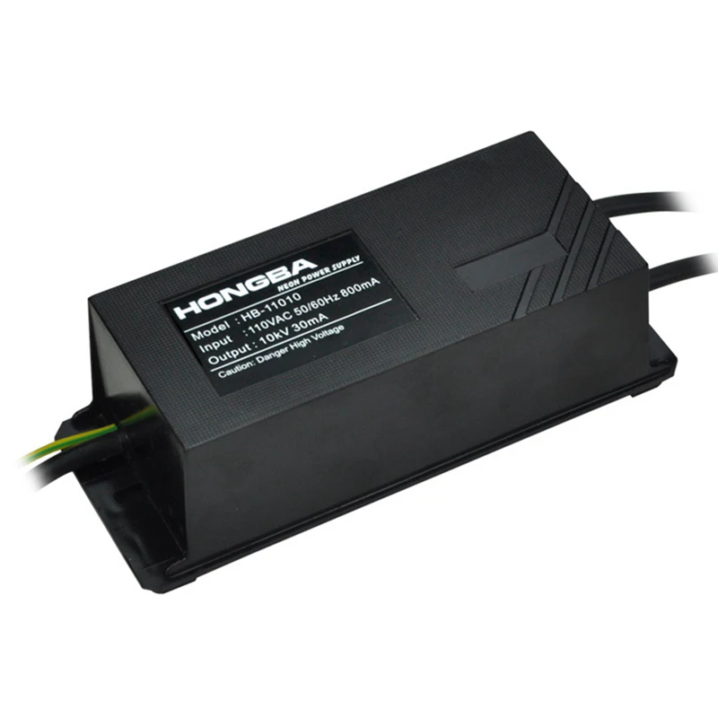 

HONGBA 1 Piece 110V 10KV 30MA Electronic Neon Lamp Transformer Black Power Converter Rectifier Kit US Plug