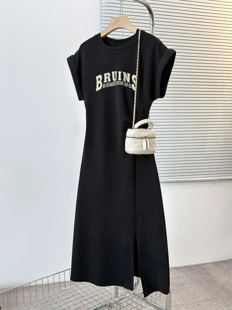 فستان نسائي كاجوال بأكمام قصيرة ، فساتين متوسطة ال...