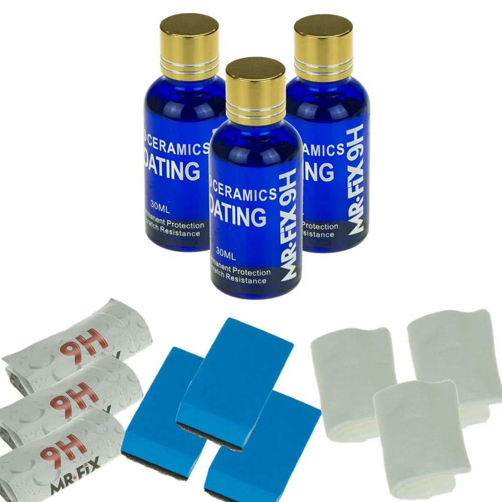 

3PCS 9H Car Liquid Ceramic Coat Super Hydrophobic Glass Coating Set Polysiloxane and Nano materials Ceramics For Cars