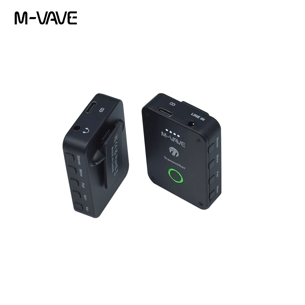M-vave WP-9 2.4G Wireless Earphone Monitor Rechargeable Transmitter Receiver wireless earphone transmitter Support Stereo Mono Recording Function Cuvave