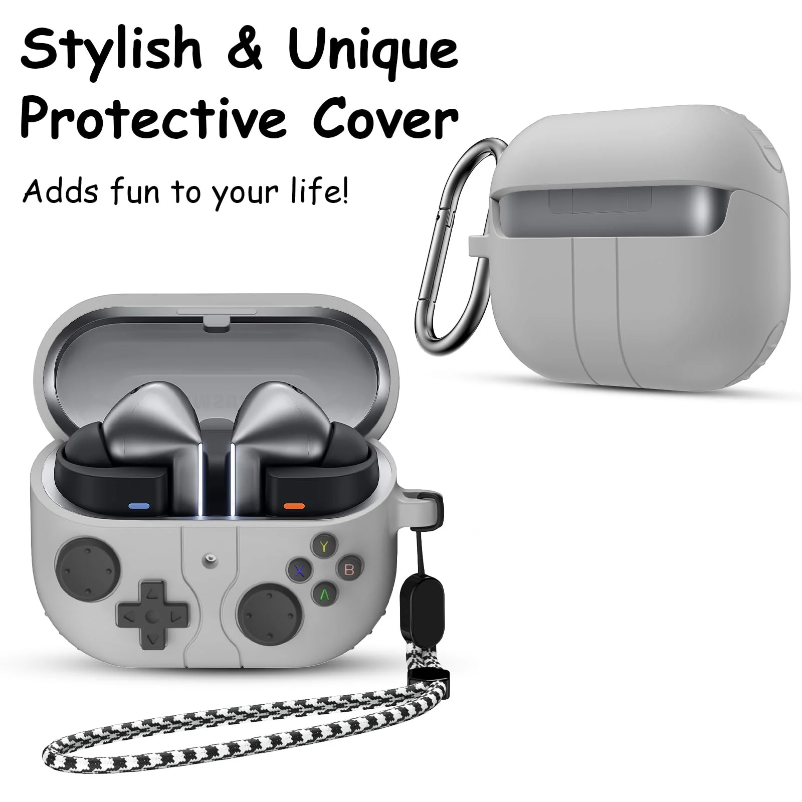 Game Player Design Protective Earphone Case with Carabiner & Lanyard