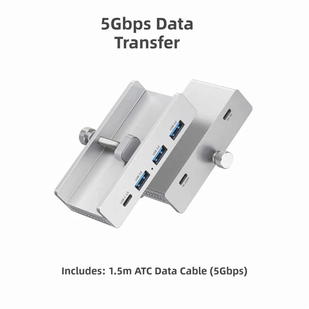 USB3.2/3.0/2.0 USB 허브 클램프 전원 공급 장치 범용 외부 USB 분배기 어댑터 5Gbps 고속 허브 노트북 액세서리