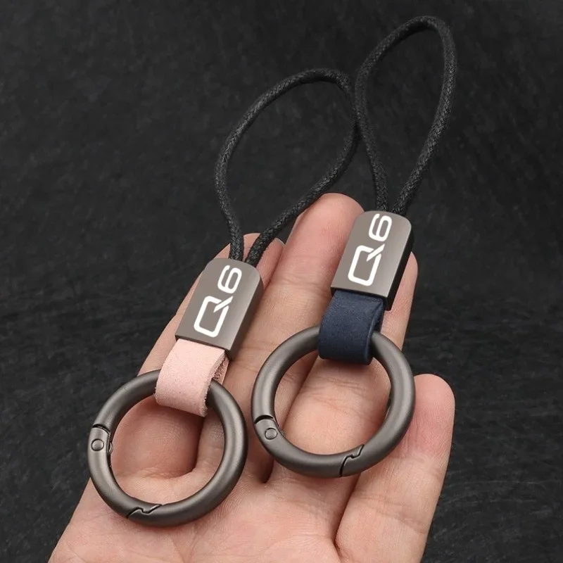 Portachiavi In Vera Pelle Portachiavi Con Cordino Semplice Per Audi Q6 Con Logo Portachiavi Per Auto Portachiavi Auto Accessori Regali