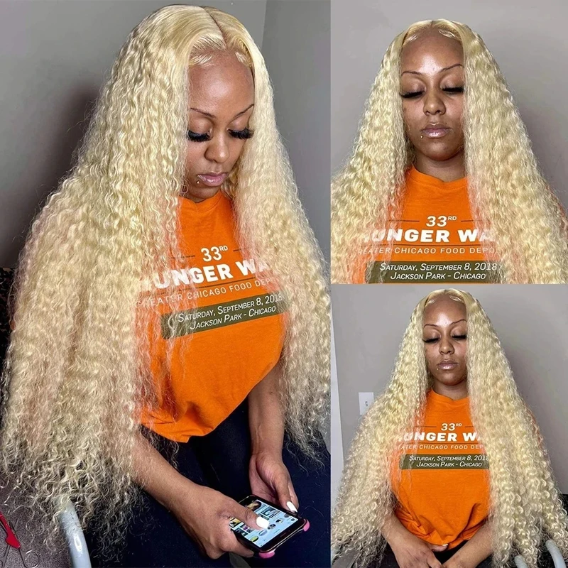 

30 Inch Loose Deep Wave 613 Honey Blonde Human Hair Wigs 13x6 HD Transparent Lace Frontal Wig Brazilian 13x4 Curly Colored Wigs