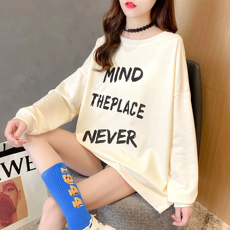 

Women Back Zipper Letters Printed Asymmetrical Sweatshirt Autumn Harajuku Pullover Female Loose Casual Cotton O Neck Korean Tops