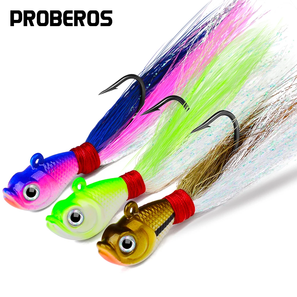 Leurre métal plume Jig Head 5 couleurs 7g à 56g pour leurre souple pêche en mer et rivière
