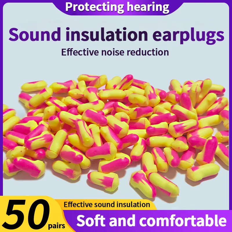 50 pairs Noise-reducing earplugs sleep soundproofing noise-blocking study factory mechanical noise reduction