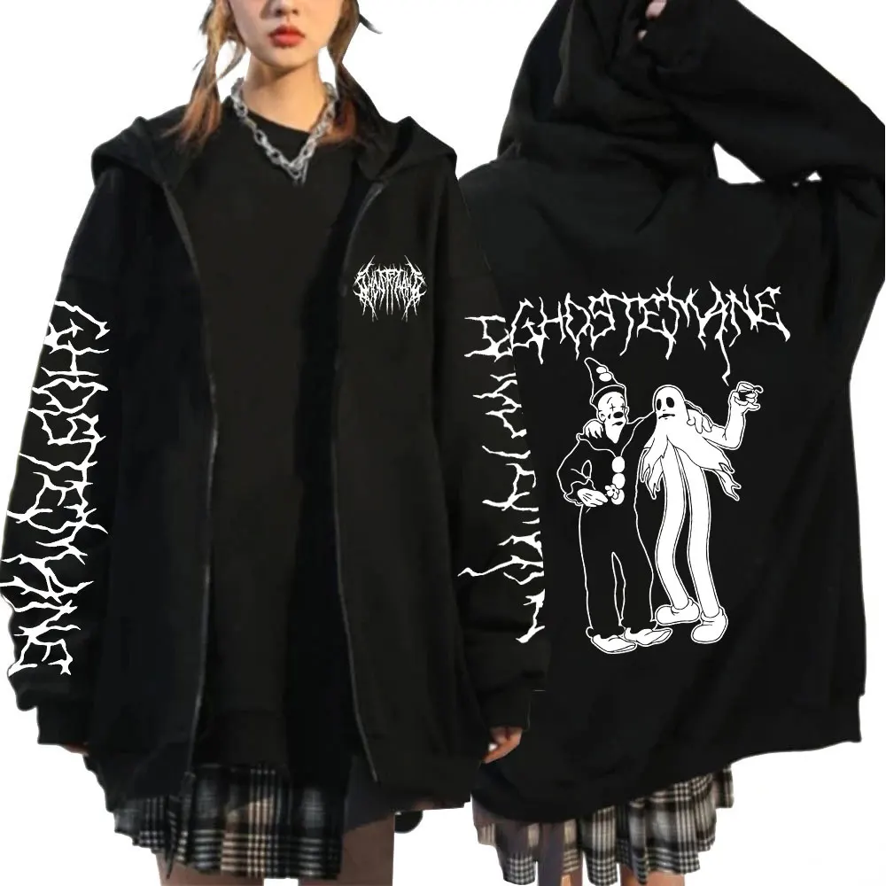 thumbnail image 1 of Sudadera con capucha con cremallera Ghostemane limitada, sudaderas con capucha con estampado gráfico, sudaderas con cremallera gótica de Metal Rock, ropa de calle Harajuku, abrigos, 1 of 5