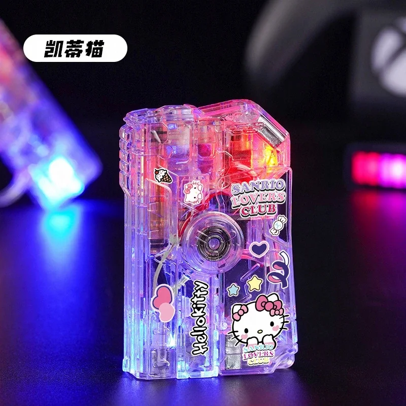 Creative Fingertip Gyro Folding Pistol Shaped Sanrio Gas Lighter Hello Kitty Windproof Lighters For Gift Cigarette Accessories 5