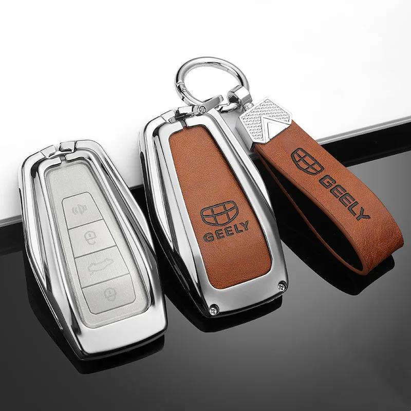

Car Accessories Key Case For Geely Emgrand X7 EX7 Coolray Atlas Boyue NL3 SUV GT GC9 Borui Leather Zinc Alloy Remote Full Cover