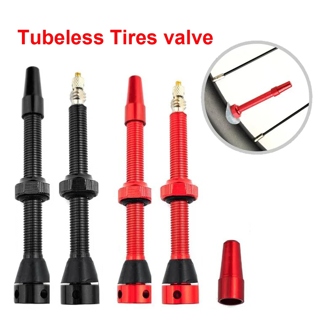 Bicycle Tubeless Valve Bicycle Valve Bicycle Tubeless Rim Presta F/V Valves Set 44/60mm Nipple Brass Core CNC Machined Anodized Tools with Alloy Stem Rubber Base