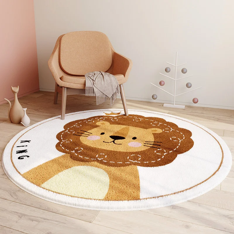 

Modern Ins Thickened Largearea Living Room Carpet Round Cartoon Cute Soft Children Room Carpets Comfortable Easy Care Home Rug