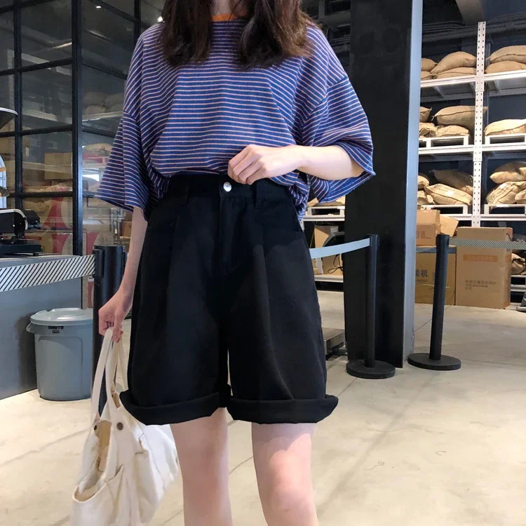 2024 Women High Waist Sweet Pink Shorts Soft Wide Leg Denim Shorts Japanese Harajuku Summer Girl All-Match Solid Casual Outfits