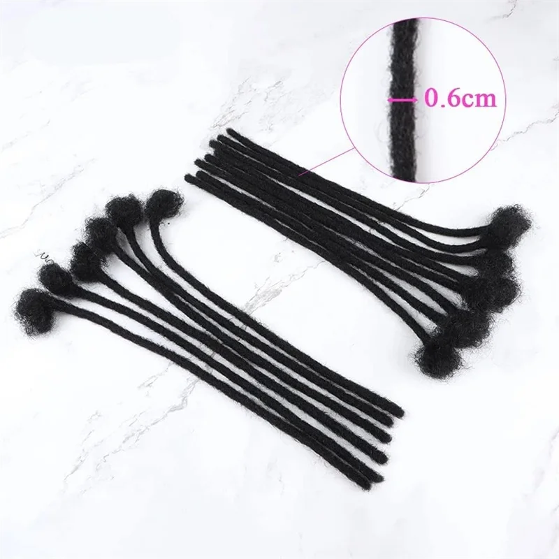 0.2/0.4/0.6/0.8cm Thickness Natural Black Loc Extensions Permanent Human Hair Handmade Dreadlock Extensions For Men Women 4