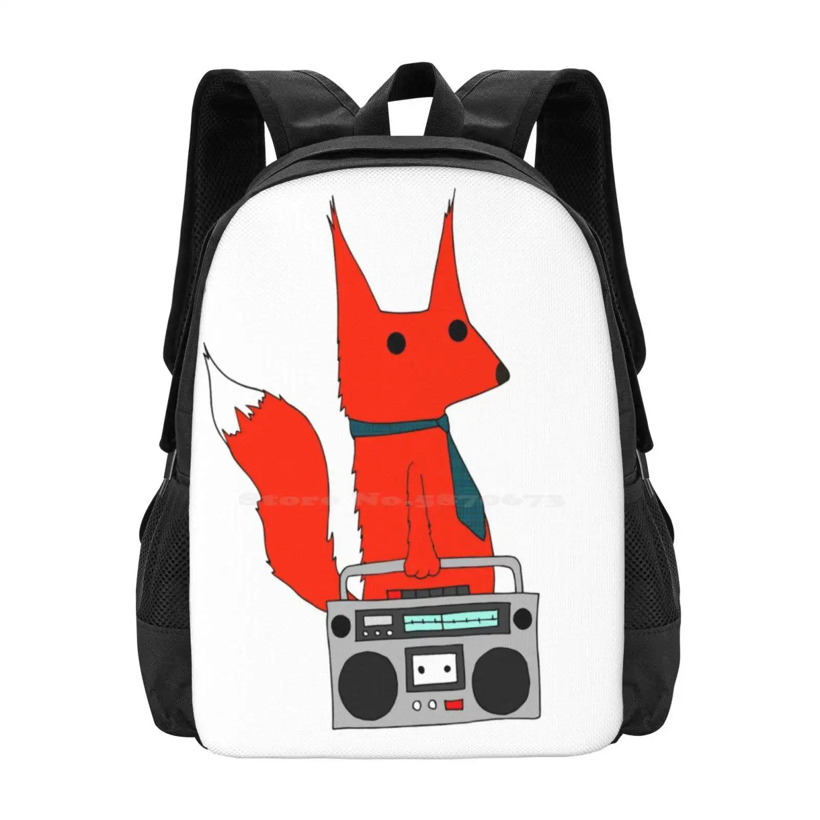 

Music Fox Backpacks For School Teenagers Girls Travel Bags Music Radio Tape Boombox Red Cartoon Cute Tie Animal Forest What