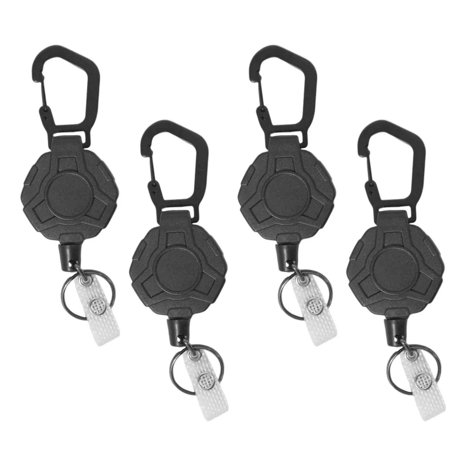 

4pcs Metal Carabiner Heavy Duty Badge Holder Steel Cord Retractable Keychain Multifunctional Reel Clip Office Anti Lost Outdoor