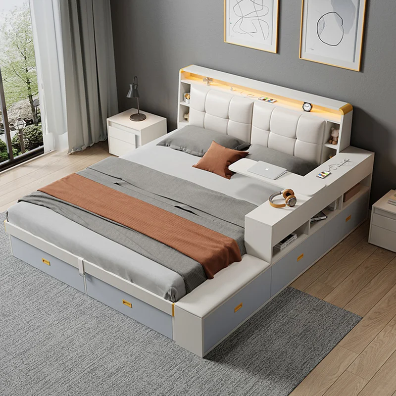 

Multifonction Organiser Bed Modern Aesthetic King Size Double Bed Storage Luxury Camas Y Muebles Para El Hogar Home Decor