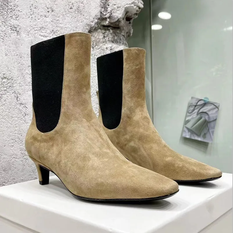 New thick soled knee boots for women, round toe elastic boots for women, one foot pointed motorcycle boots for women, long boots