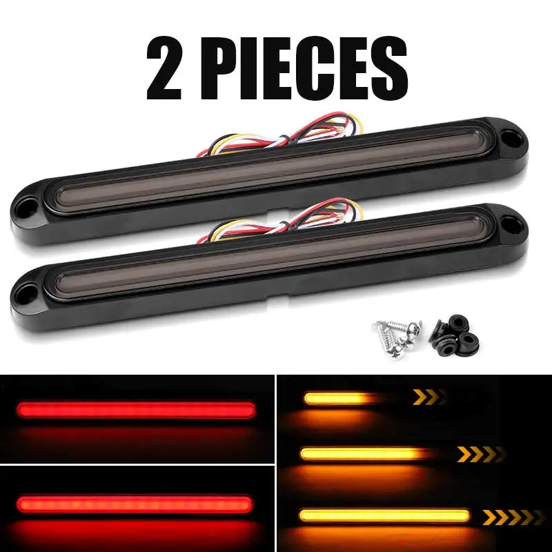 2X 9in LED Truck Trailer Brake Flowing Turn Signal Tail Light Bar DRL Red Amber 2X 9in LED Truck Trailer Brake Flowing Turn Signal Tail Light Bar DRL Red Amber