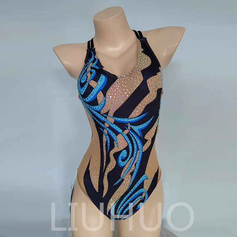 

LIUHUO Leotards Girls Synchronized Swimming Suits Team Sports Competition Teamwear Blue Color