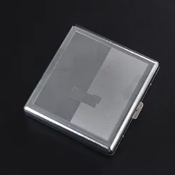 Sleek Aluminum Brushed Cigarette Case - Durable & Portable Storage Box with American - Inspired Square Design (B)