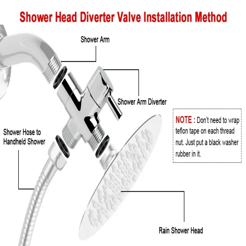 3-Way Brass/ABS T-Adapter Valve for Sink and Shower Accessories