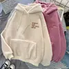 Women Autumn Winter Warm Fluffy Hoodie New Casual Hooded Pullovers Letters Lamb Wool Fleece Sweatshirt Loose Top Ropa De Mujer 4
