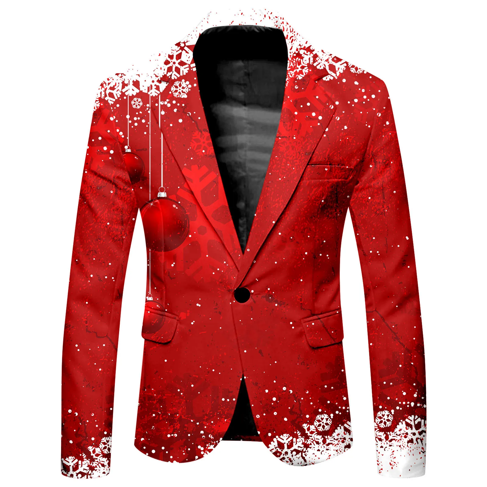 Christmas Snowflake Printed Trendy Suit Men Business Slim Fit Comfortable Suits Fashionable Formal One Button Suit Jacket 2