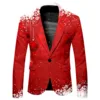 Christmas Snowflake Printed Trendy Suit Men Business Slim Fit Comfortable Suits Fashionable Formal One Button Suit Jacket 2
