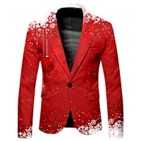 Christmas Snowflake Printed Trendy Suit Men Business Slim Fit Comfortable Suits Fashionable Formal One Button Suit Jacket 2
