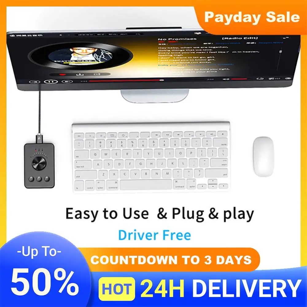USB 볼륨 조절 손잡이 볼륨 조절 손잡이 3.5mm AUX 블루투스 호환5.1 재생/일시정지/후진/전진 기능이 있는 PC 사운드 컨트롤