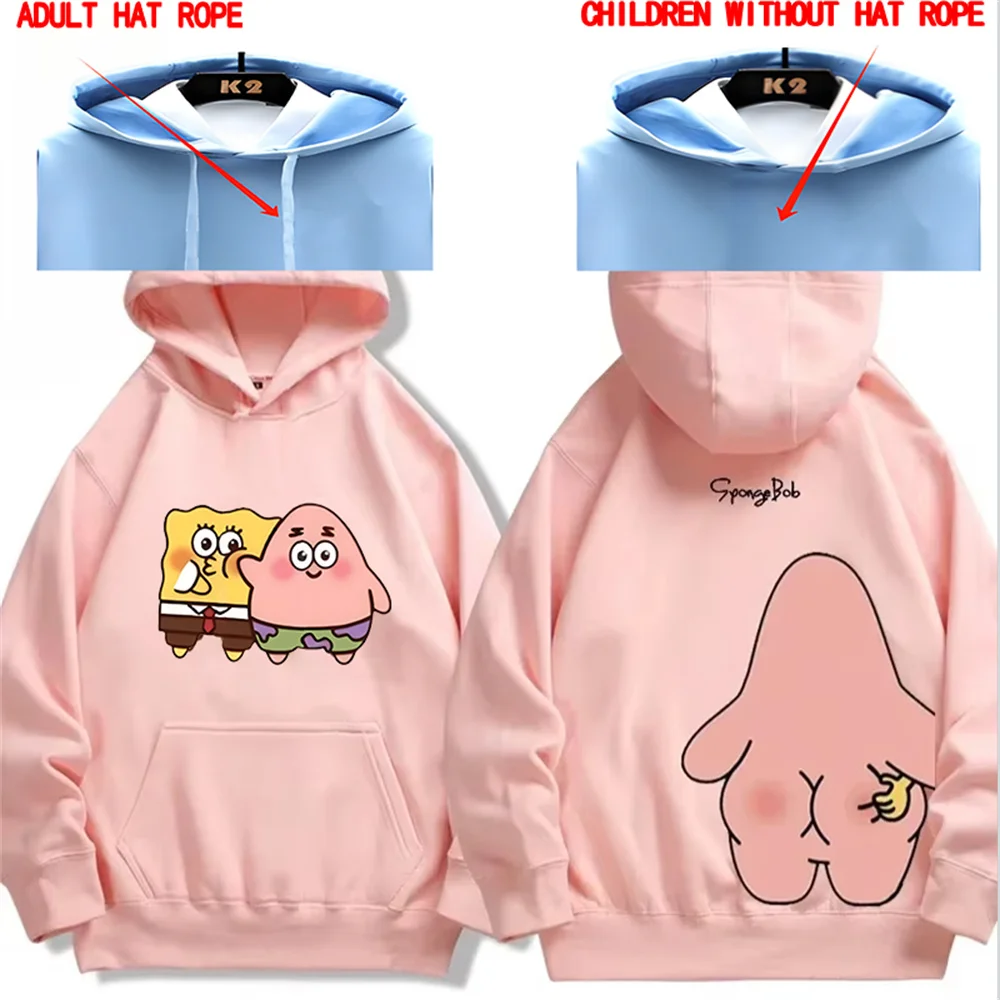 Spongebob Sweater SpongeBob SquarePants and Patrick Star Cartoon Anime Parent Child Hoodie For Spring And Autumn