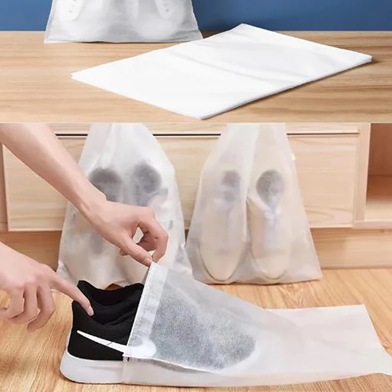 

100Pcs White Non-Woven Shoe Dust Covers Dustproof Drawstring Clear Storage Bag Travel Pouch Home Travel Shoes Dust Storage Bag